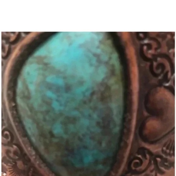 Buffalo Girl Australia Turquoise and hand tooled leather adjustable cuff NWOT - Picture 8 of 8